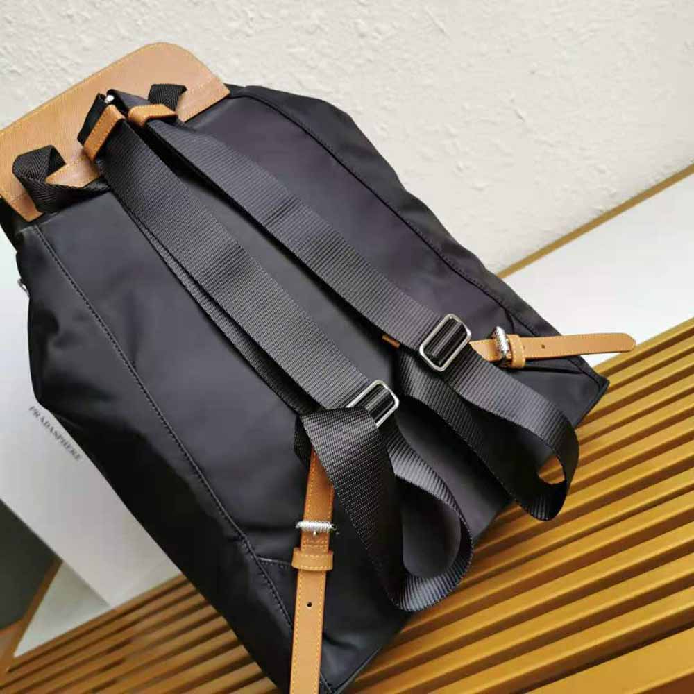 Prada Women Nylon and Saffiano Leather Backpack-Brown - image 4