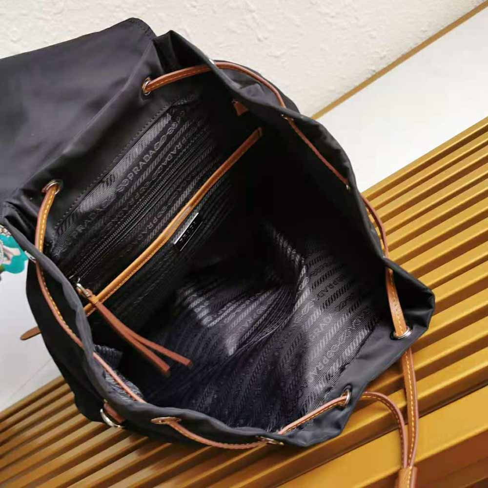 Prada Women Nylon and Saffiano Leather Backpack-Brown - image 6