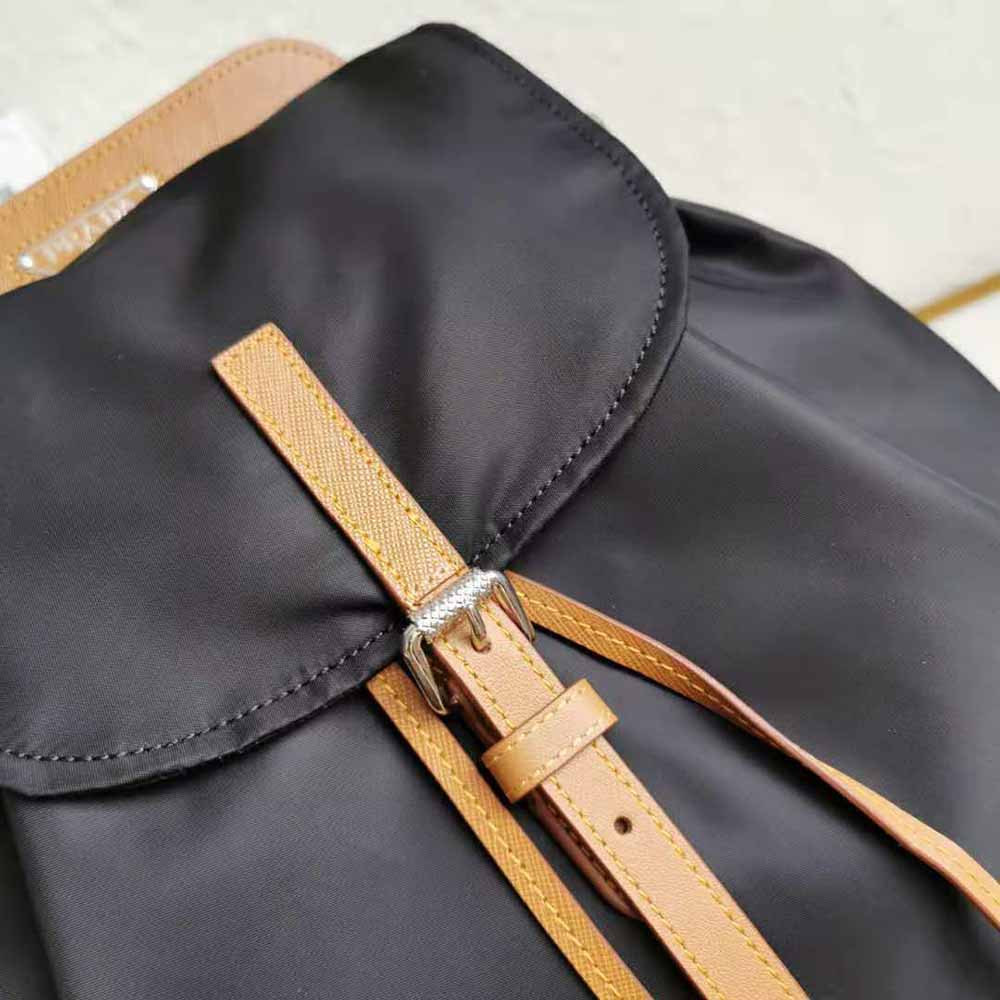Prada Women Nylon and Saffiano Leather Backpack-Brown - image 9