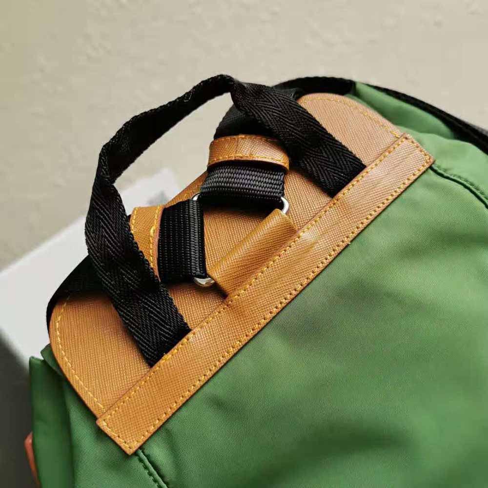 Prada Women Nylon and Saffiano Leather Backpack-Green - image 7