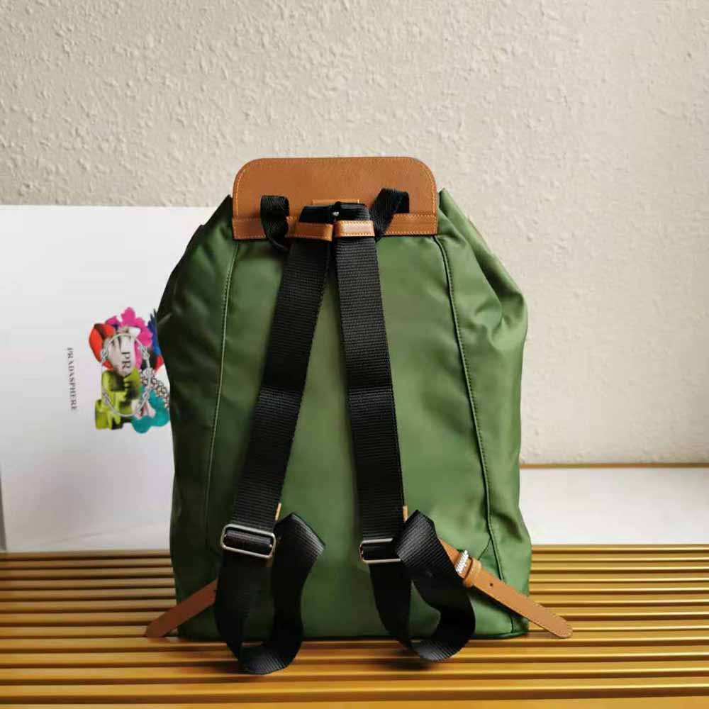 Prada Women Nylon and Saffiano Leather Backpack-Green - image 4