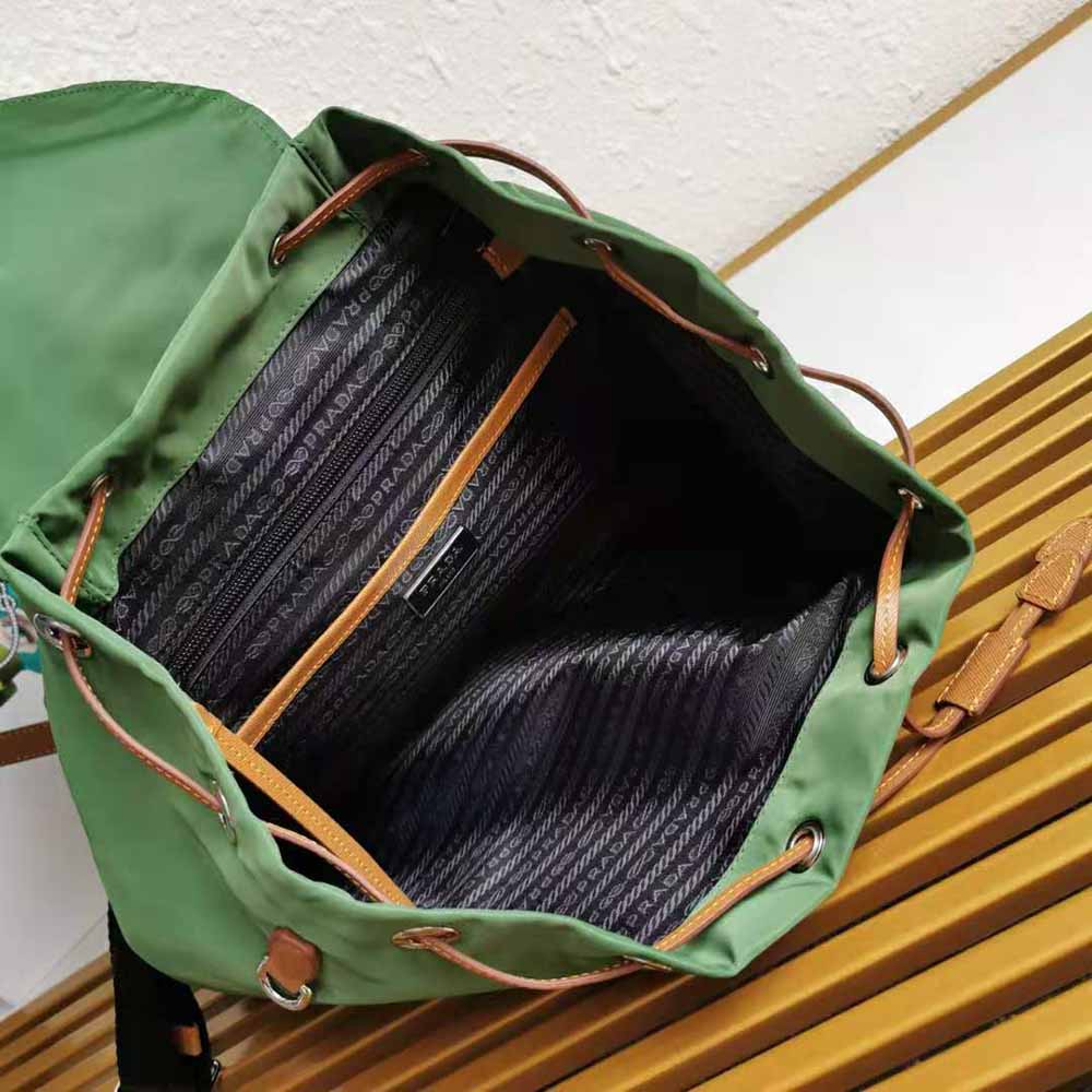 Prada Women Nylon and Saffiano Leather Backpack-Green - image 6