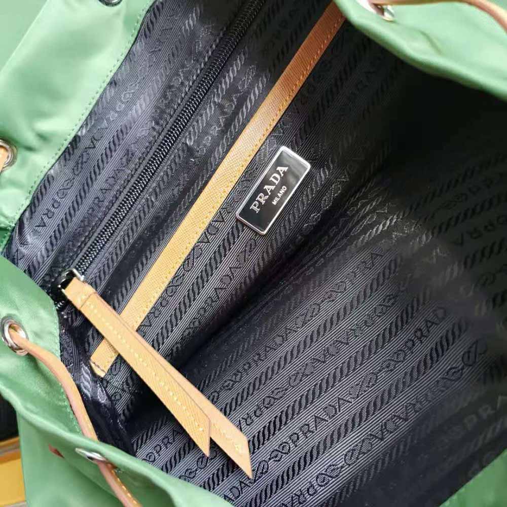 Prada Women Nylon and Saffiano Leather Backpack-Green - image 10