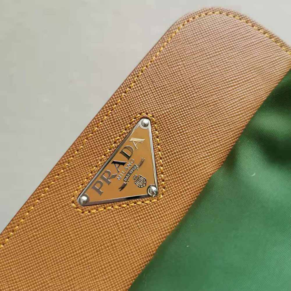 Prada Women Nylon and Saffiano Leather Backpack-Green - image 9