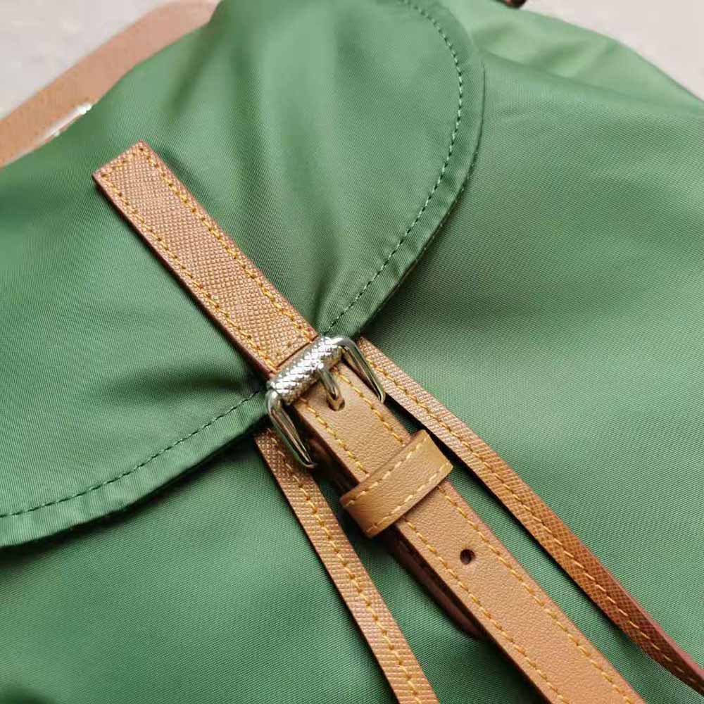Prada Women Nylon and Saffiano Leather Backpack-Green - image 8