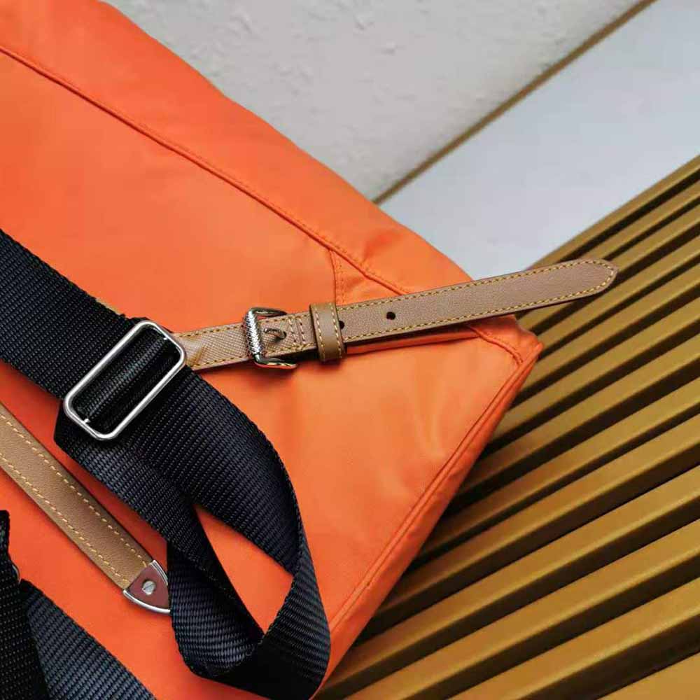 Prada Women Nylon and Saffiano Leather Backpack-Orange - image 7