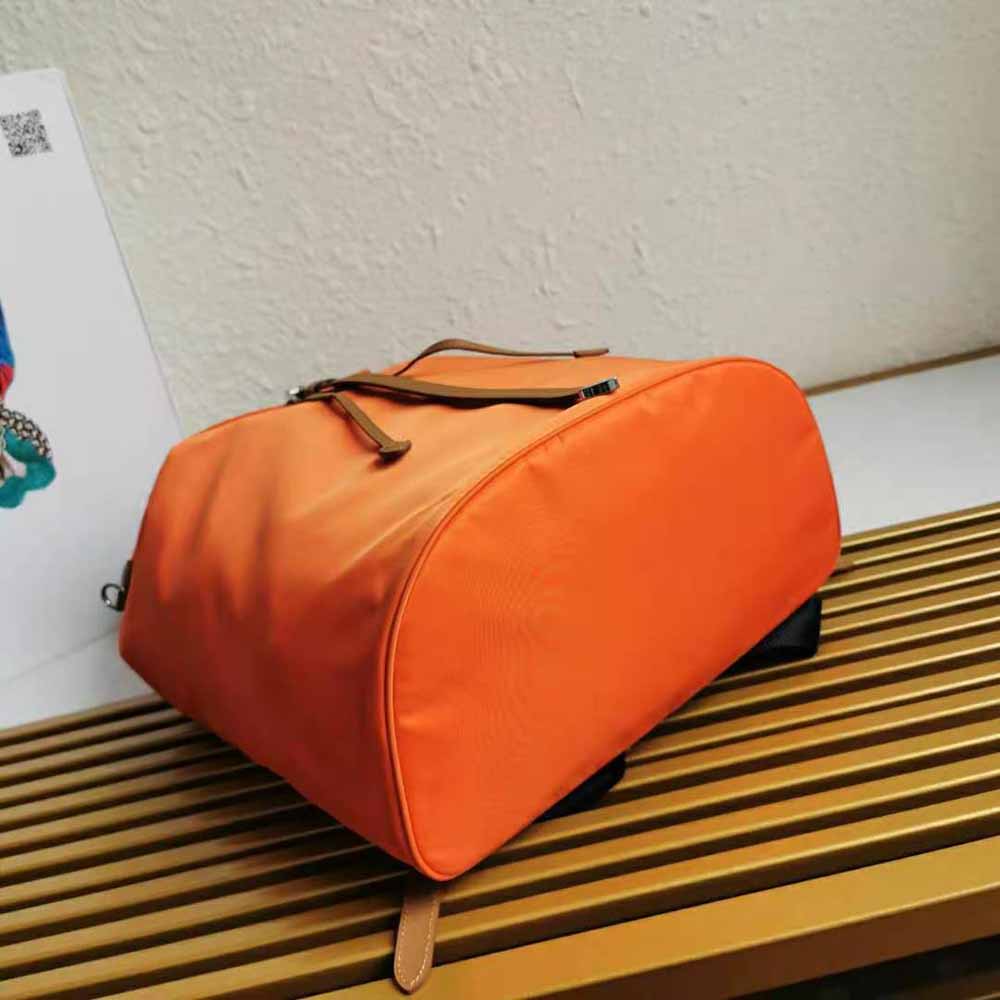 Prada Women Nylon and Saffiano Leather Backpack-Orange - image 5
