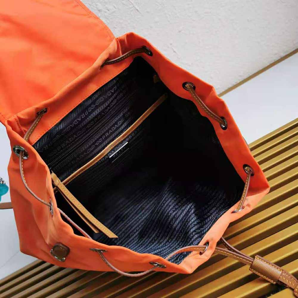 Prada Women Nylon and Saffiano Leather Backpack-Orange - image 6