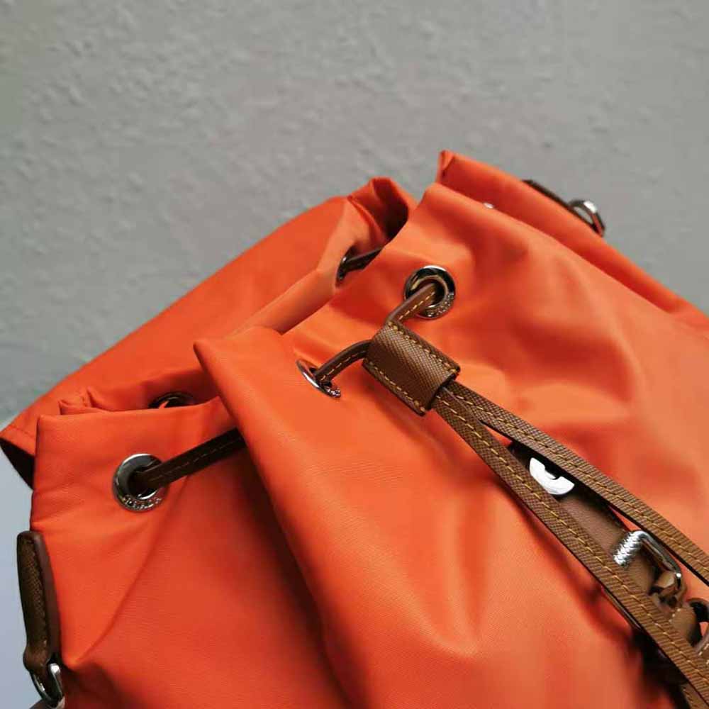 Prada Women Nylon and Saffiano Leather Backpack-Orange - image 10