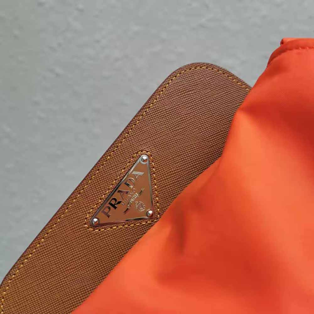 Prada Women Nylon and Saffiano Leather Backpack-Orange - image 9