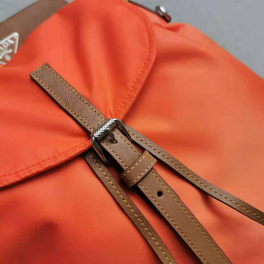 Prada Women Nylon and Saffiano Leather Backpack-Orange - image 8