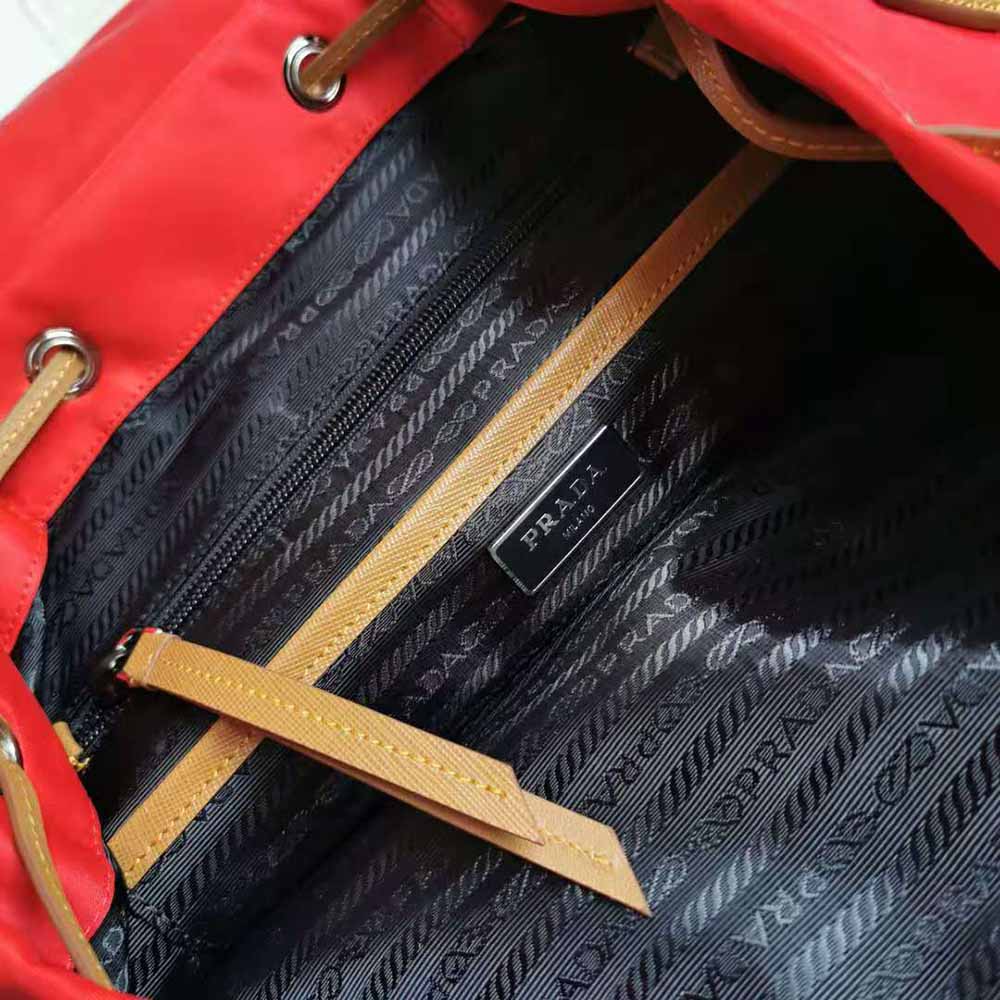Prada Women Nylon and Saffiano Leather Backpack-Red - image 10