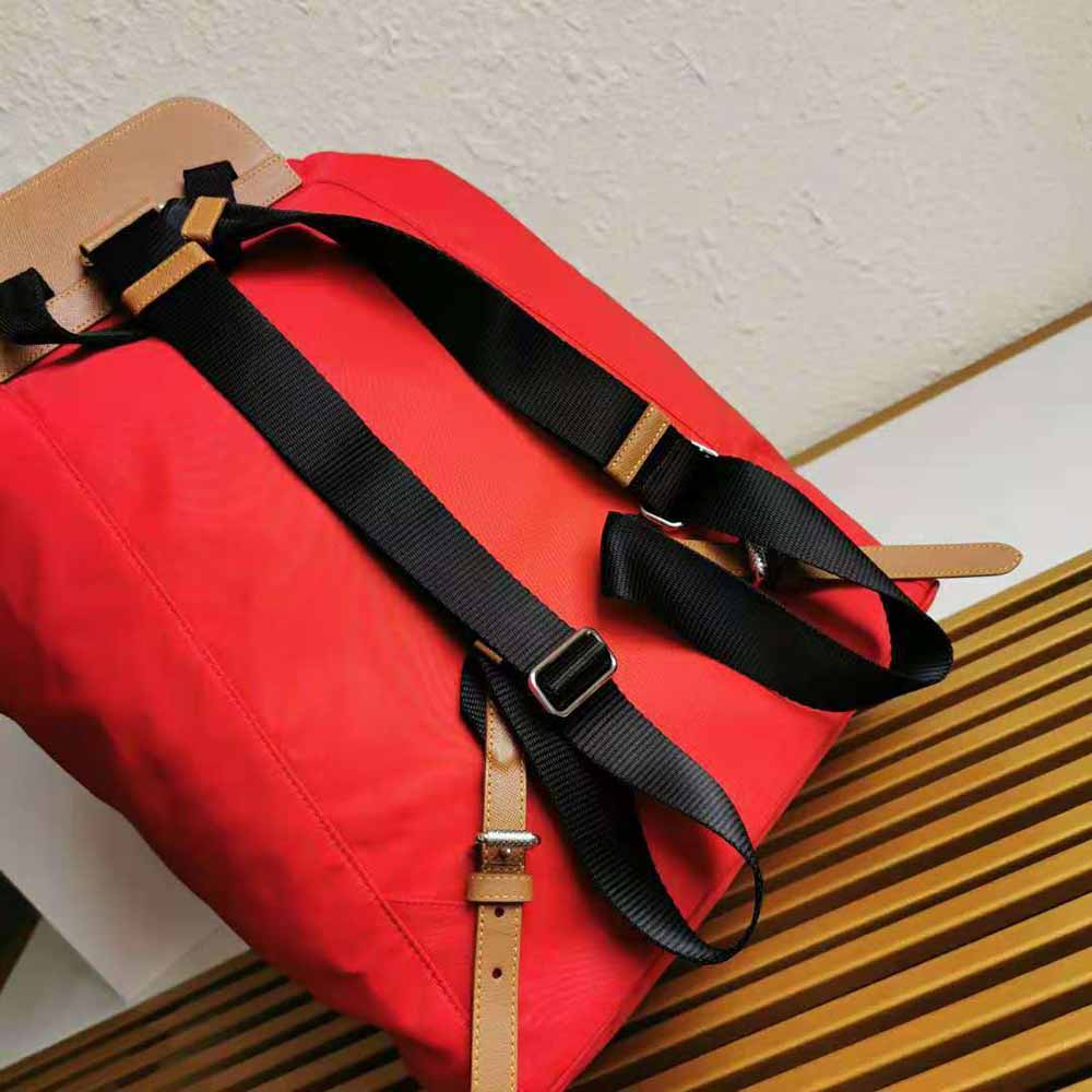 Prada Women Nylon and Saffiano Leather Backpack-Red - image 4