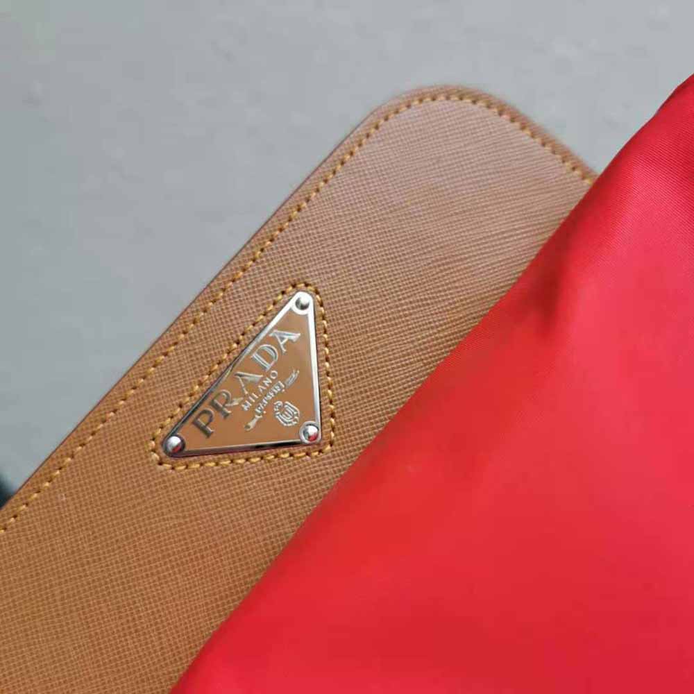 Prada Women Nylon and Saffiano Leather Backpack-Red - image 7