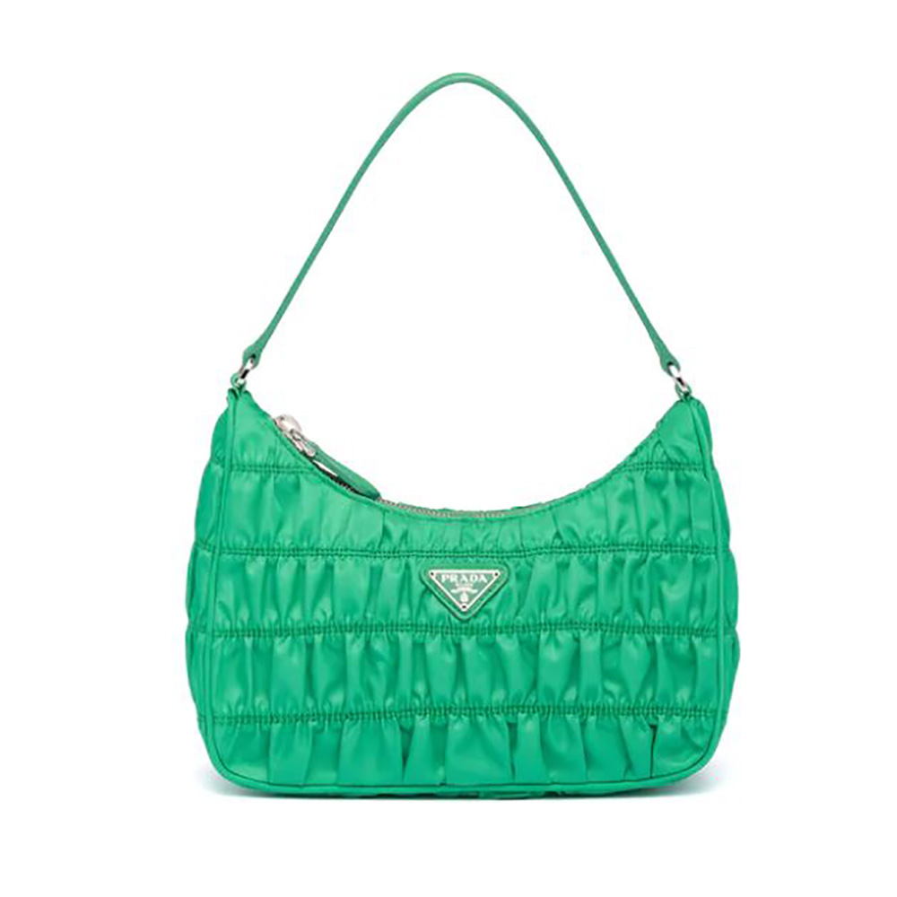 Front view of Prada Women Nylon and Saffiano Leather Mini Bag-Green
