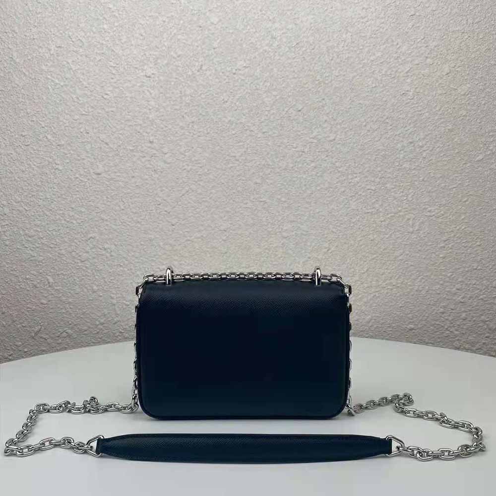 Prada Women Nylon and Saffiano Leather Shoulder Bag-Black - image 4