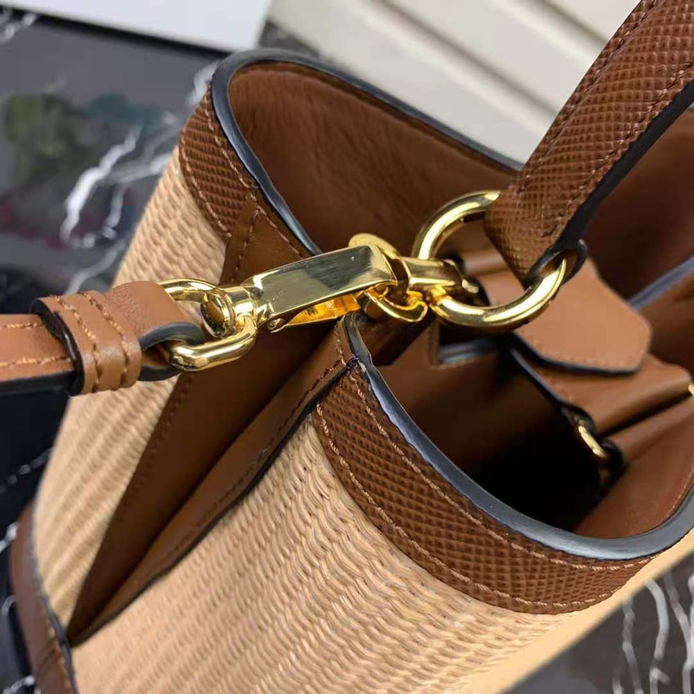Prada Women Prada Panier Medium Straw Bag-Brown - image 7