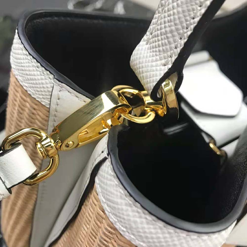 Prada Women Prada Panier Medium Straw Bag-White - image 6