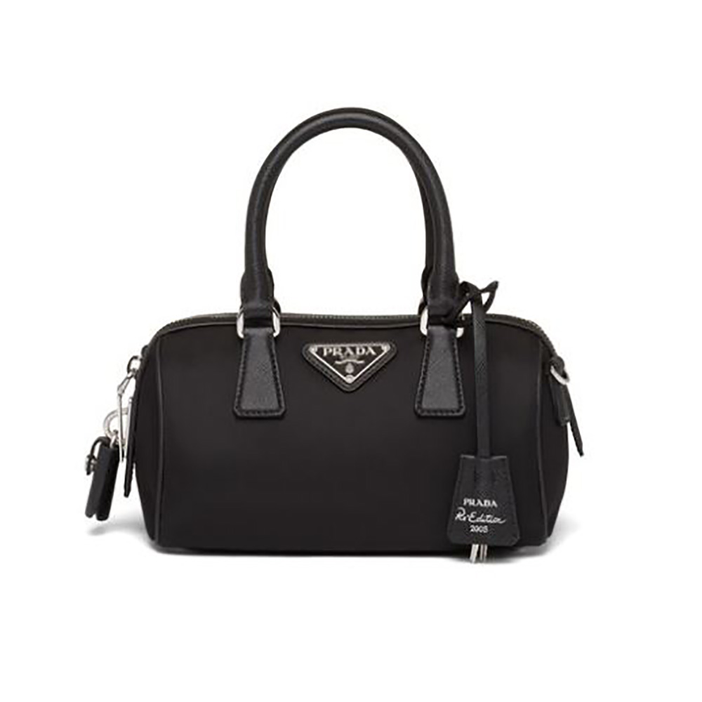 Front view of Prada Women Prada Re-Edition 2005 Nylon Bag-Black