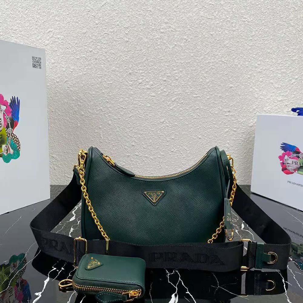Close-up of gold-tone hardware on Prada Women Prada Re-Edition 2005 bag