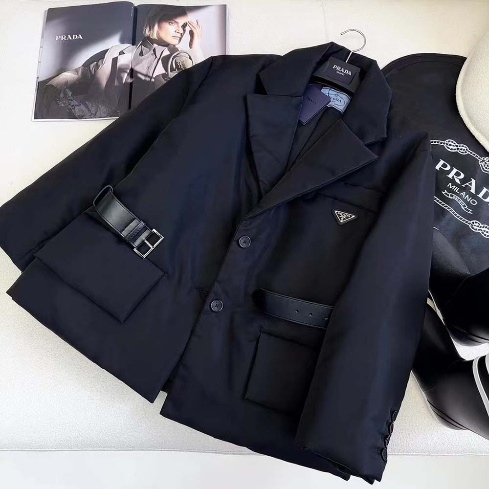 Prada Women Re-Nylon Gabardine Puffer Jacket-Black - image 4
