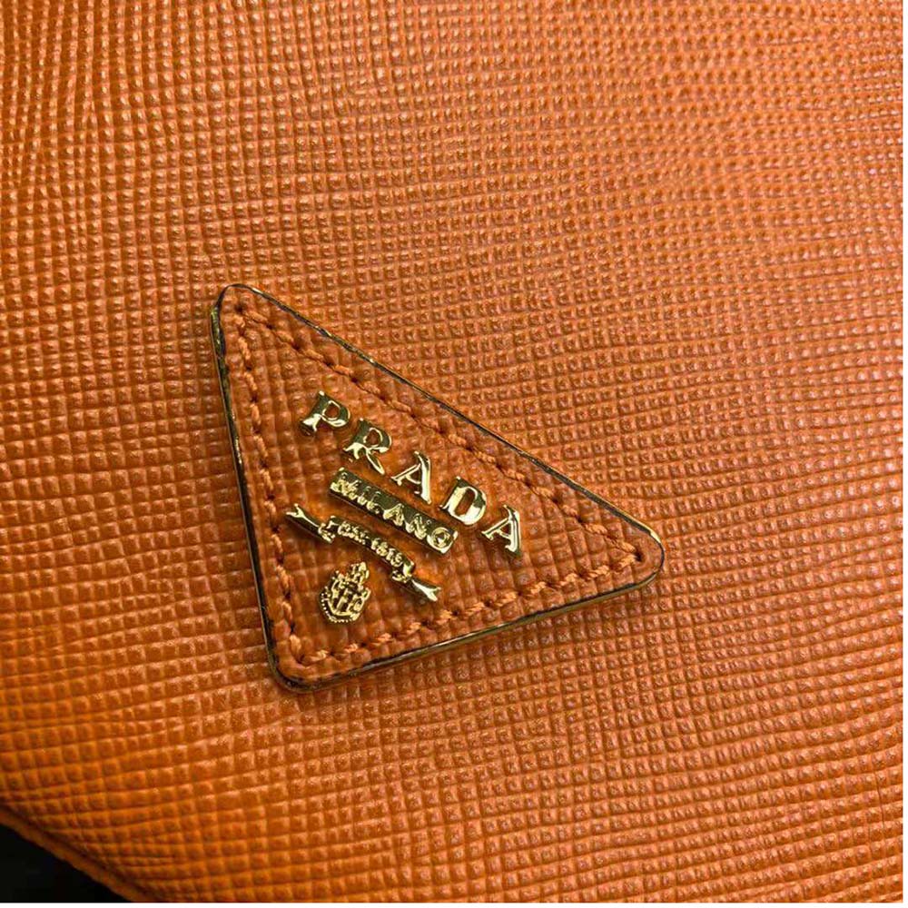 Prada Women Saffiano Leather Bucket Bag-Orange - image 8