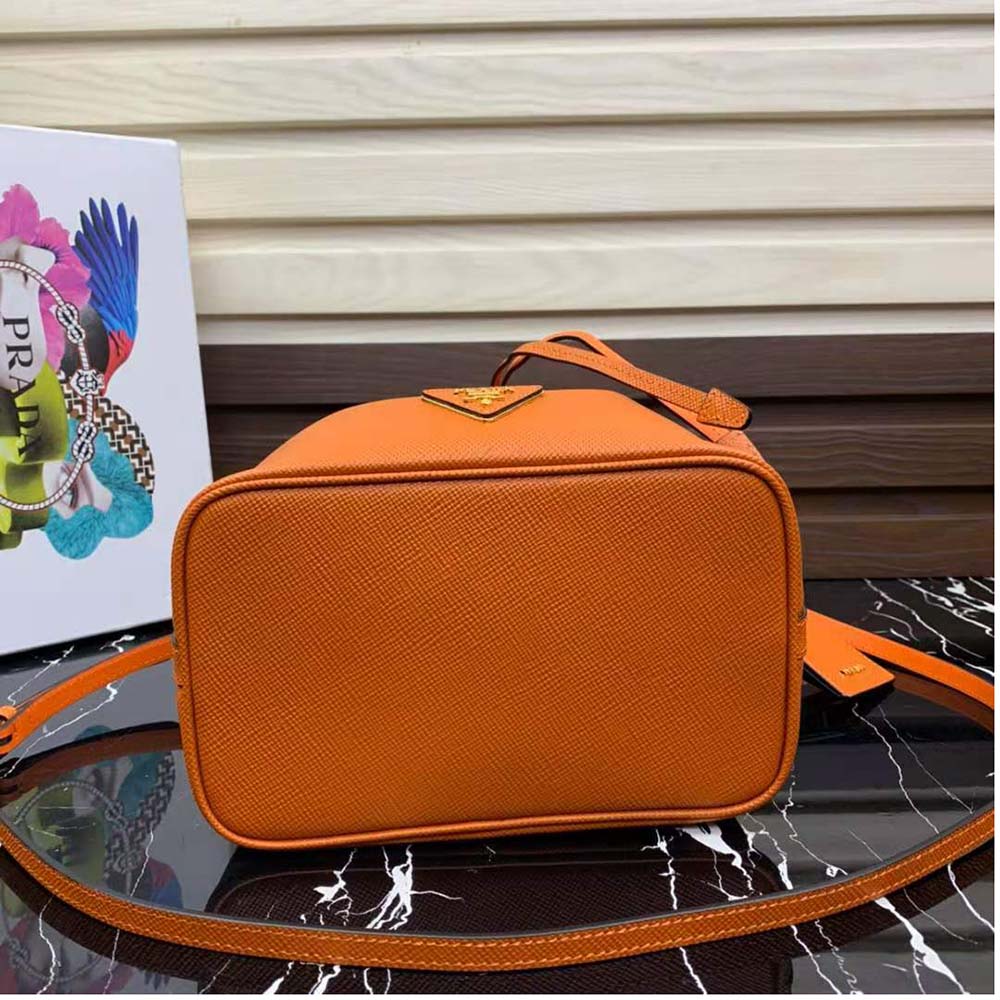Prada Women Saffiano Leather Bucket Bag-Orange - image 7