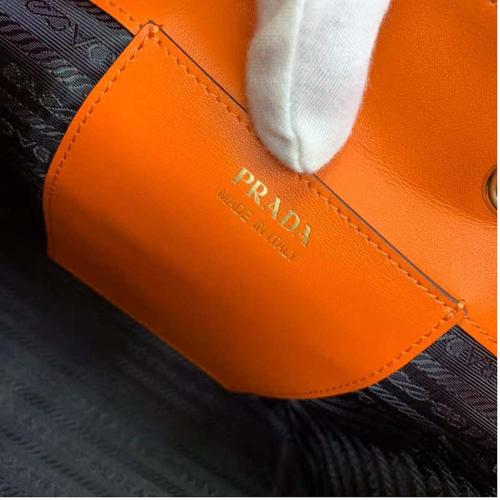 Prada Women Saffiano Leather Bucket Bag-Orange - image 9
