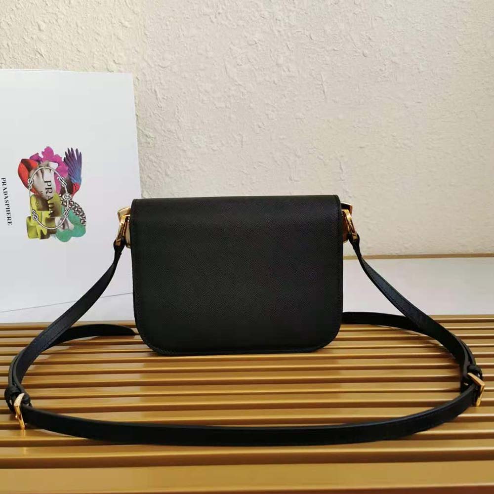 Prada Women Saffiano Leather Prada Embleme Bag-Black - image 4