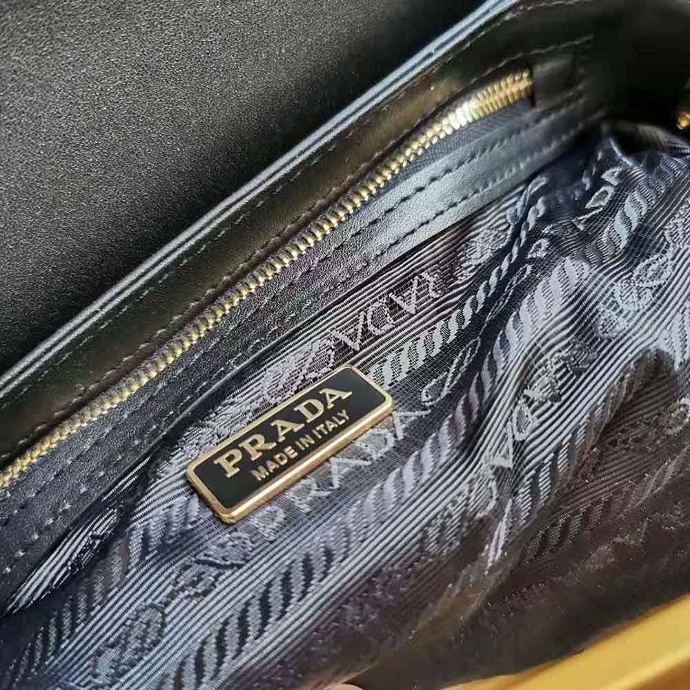Prada Women Saffiano Leather Prada Embleme Bag-Black - image 9