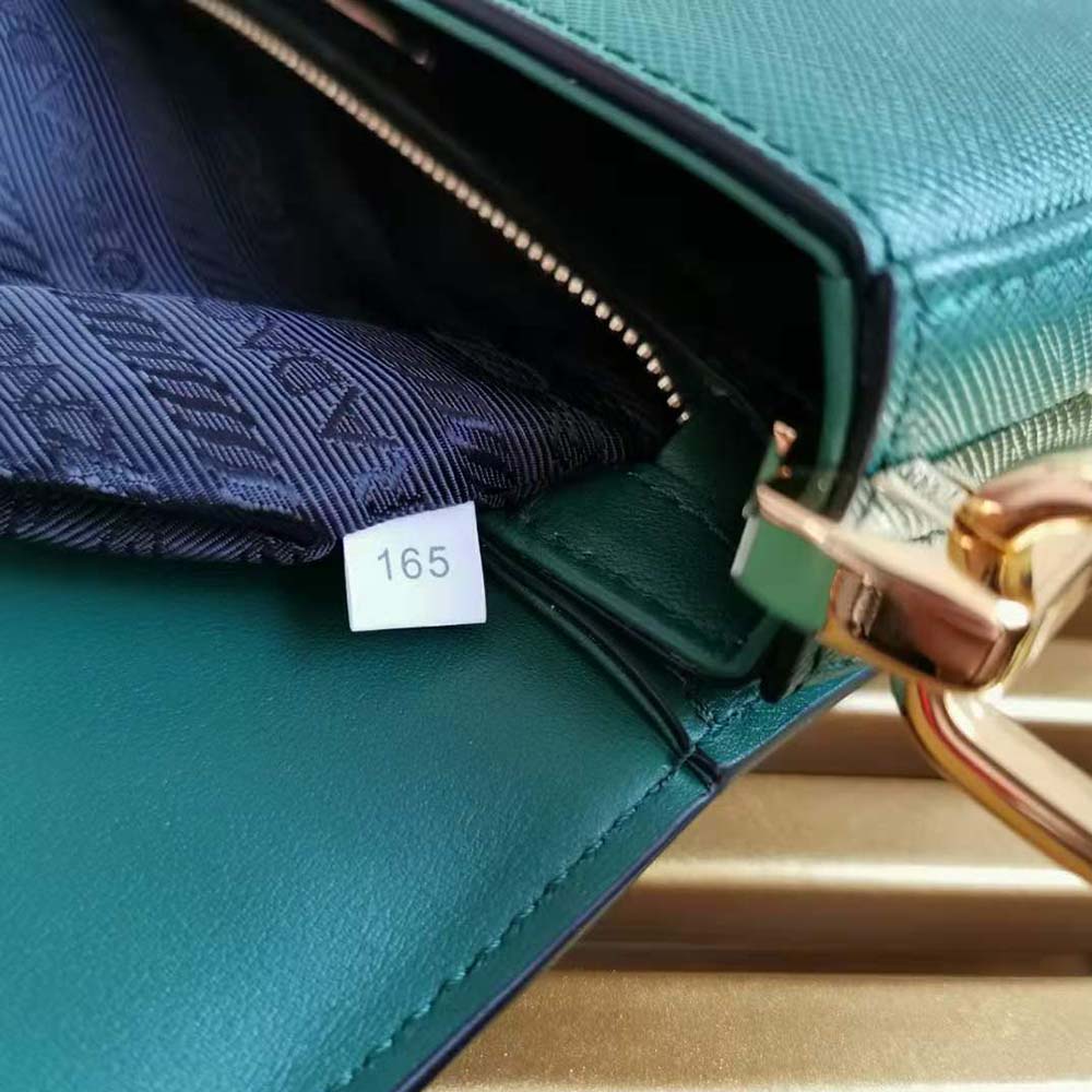 Prada Women Saffiano Leather Prada Embleme Bag-Green - image 10