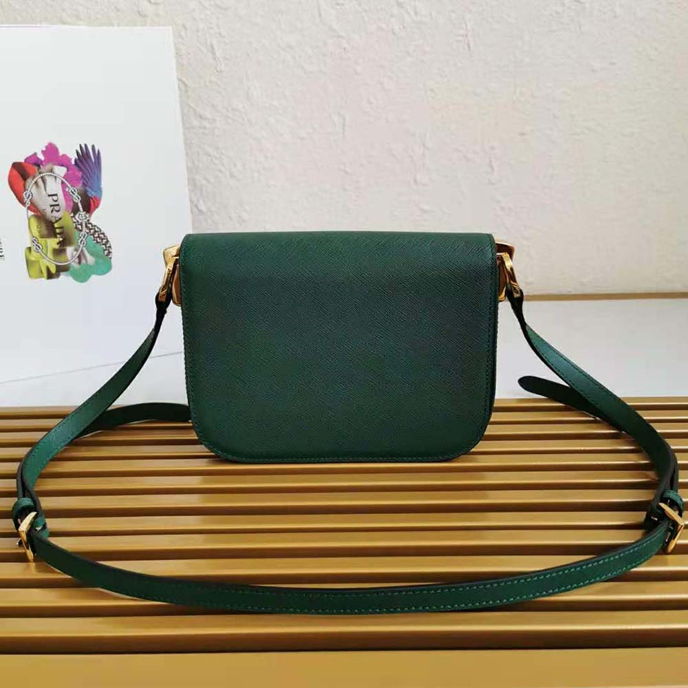Prada Women Saffiano Leather Prada Embleme Bag-Green - image 5