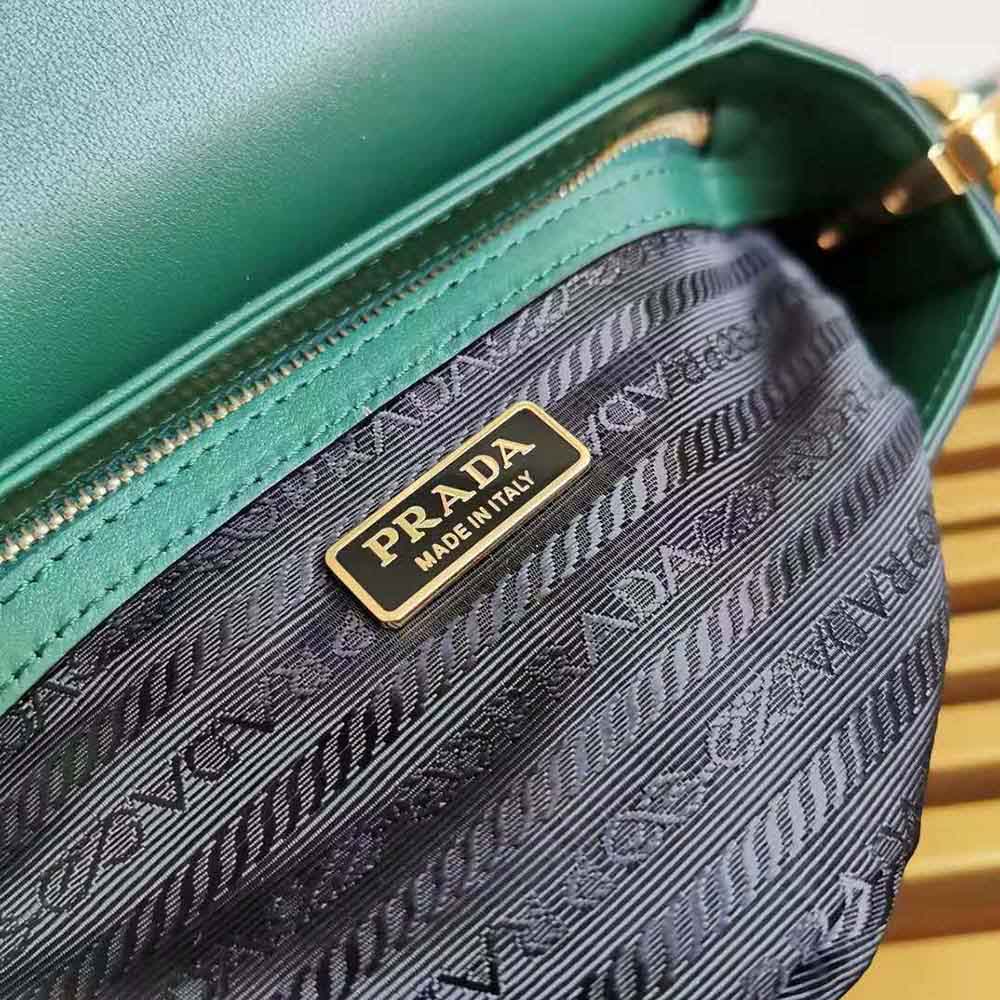 Prada Women Saffiano Leather Prada Embleme Bag-Green - image 9