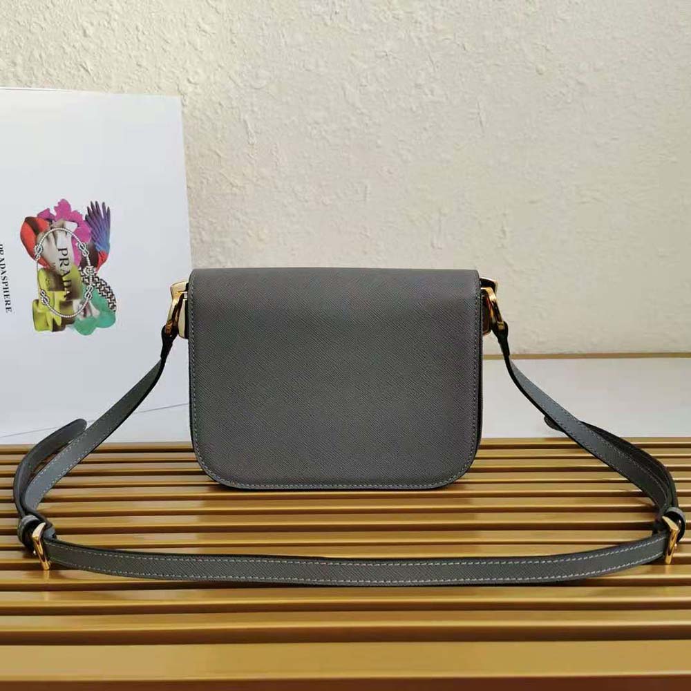 Prada Women Saffiano Leather Prada Embleme Bag-Gray - image 4