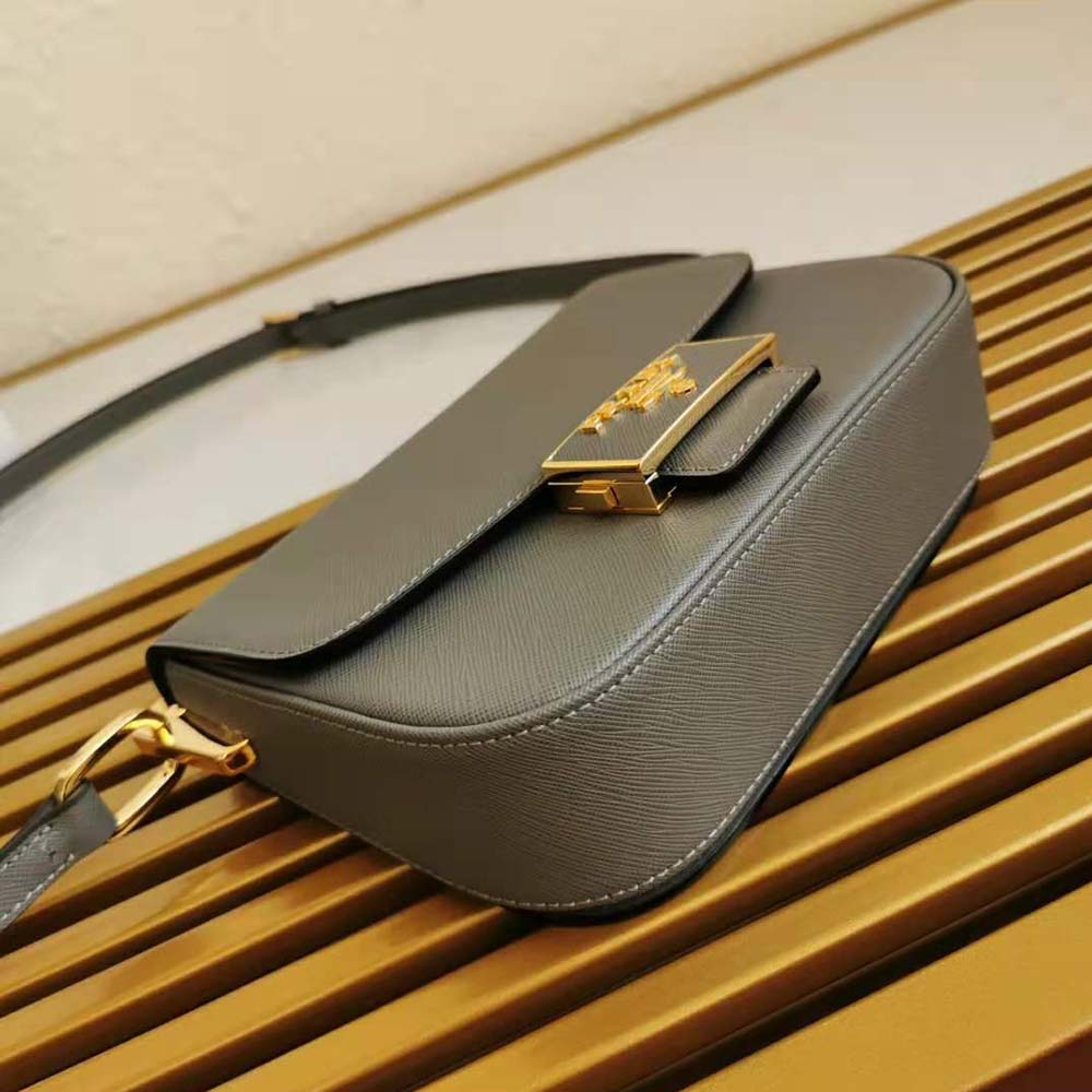 Prada Women Saffiano Leather Prada Embleme Bag-Gray - image 5