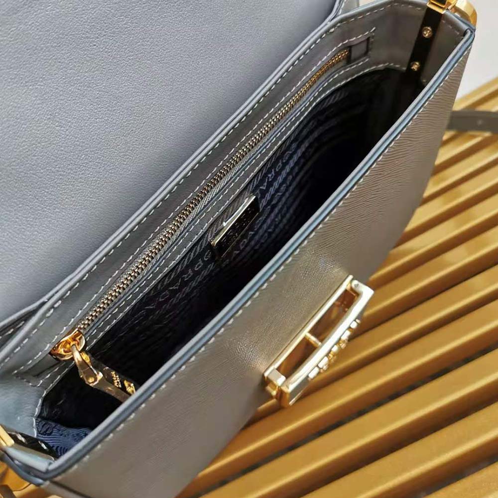 Prada Women Saffiano Leather Prada Embleme Bag-Gray - image 7