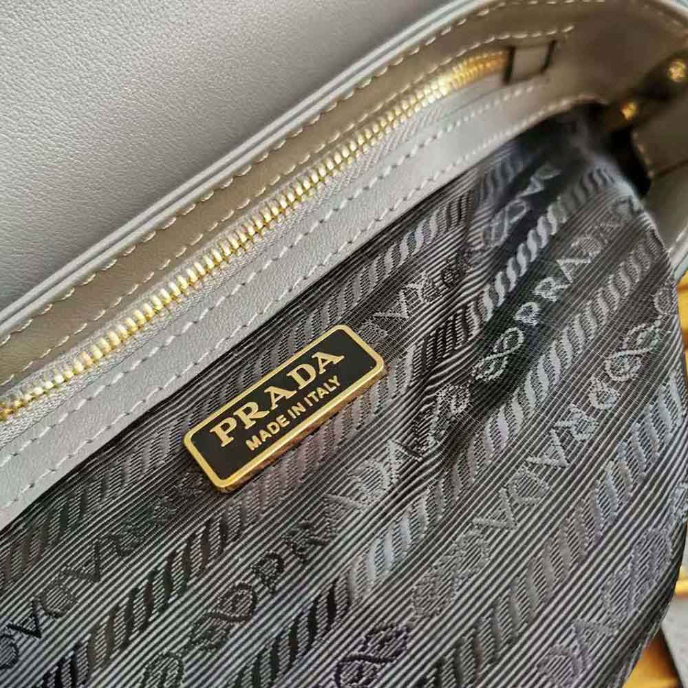 Prada Women Saffiano Leather Prada Embleme Bag-Gray - image 9