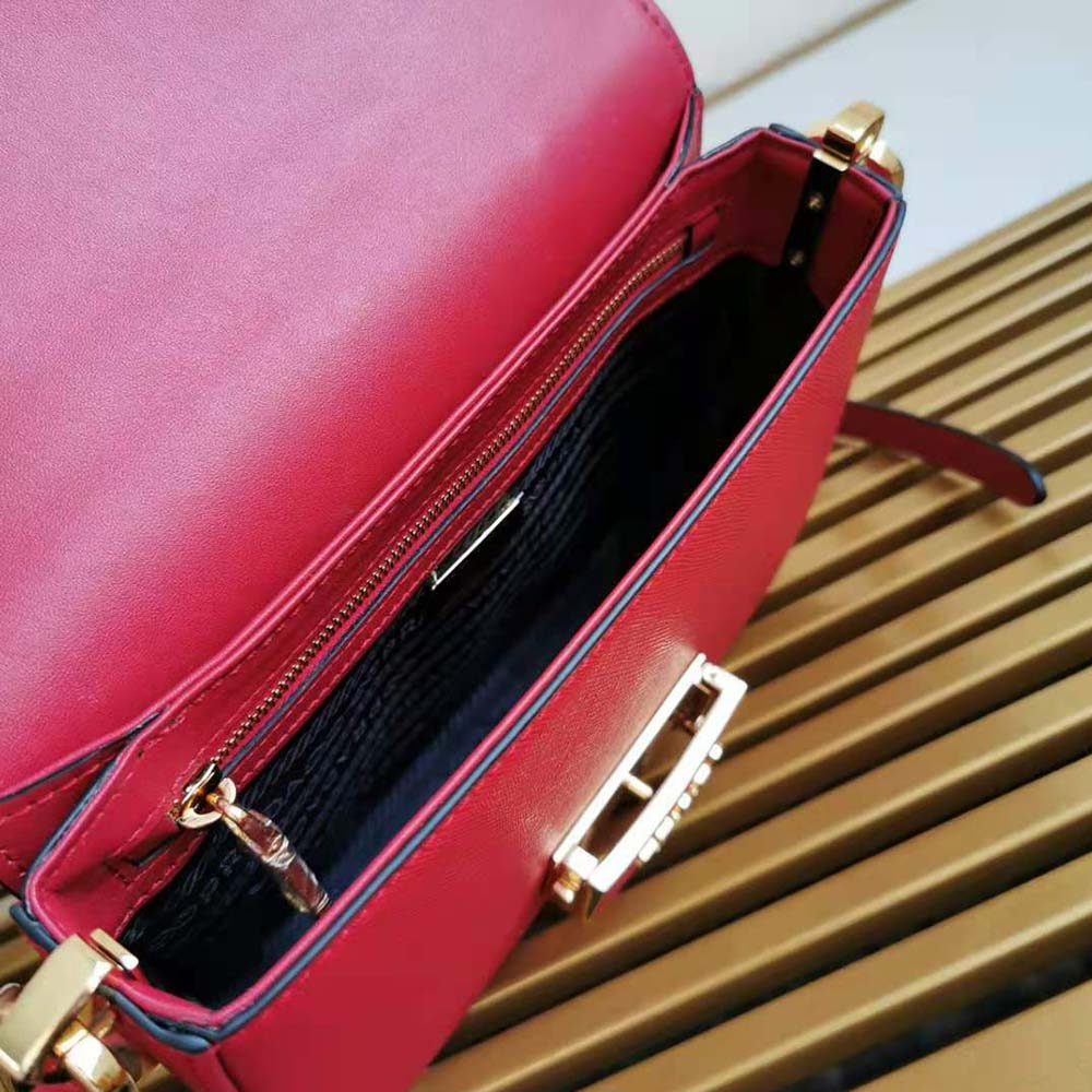 Prada Women Saffiano Leather Prada Embleme Bag-Red - image 8
