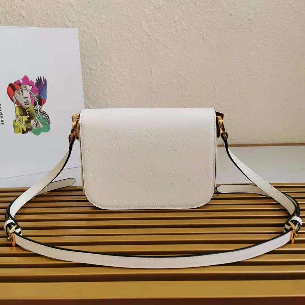 Prada Women Saffiano Leather Prada Embleme Bag-White - image 4