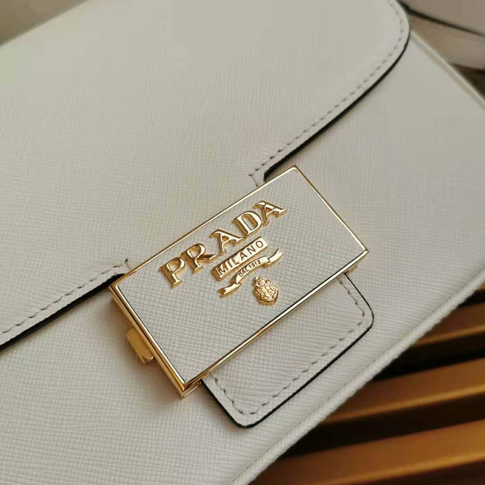 Prada Women Saffiano Leather Prada Embleme Bag-White - image 9