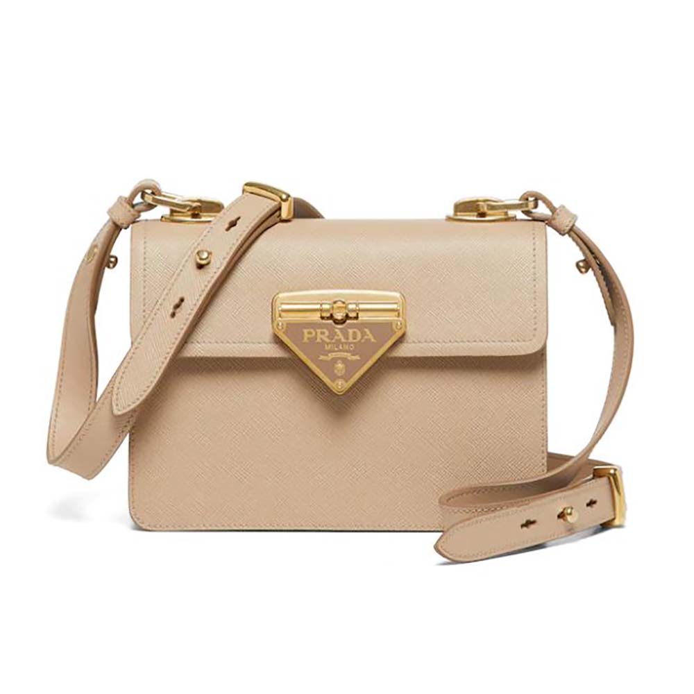 Front view of Prada Women Saffiano Leather Prada Symbole Bag-Pink
