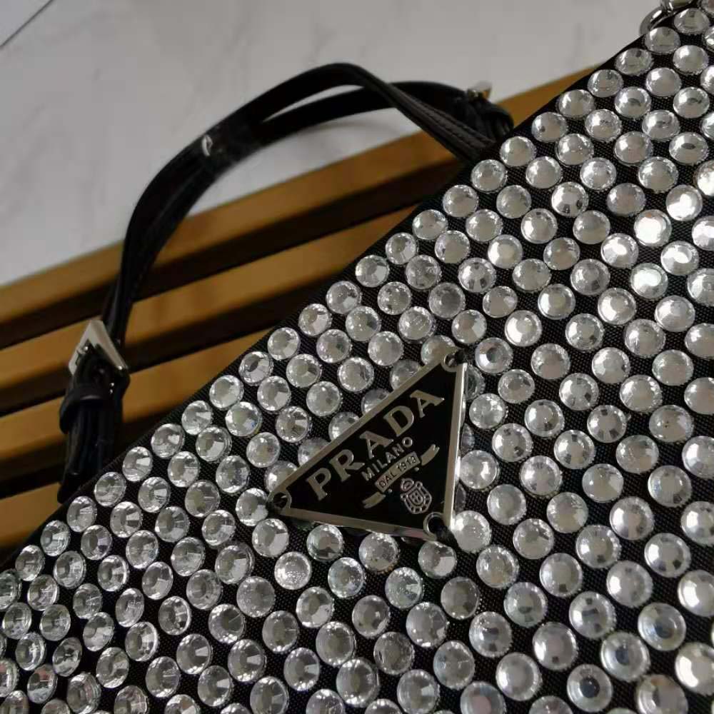 Prada Women Satin Handbag with Decoration-Silver - image 9