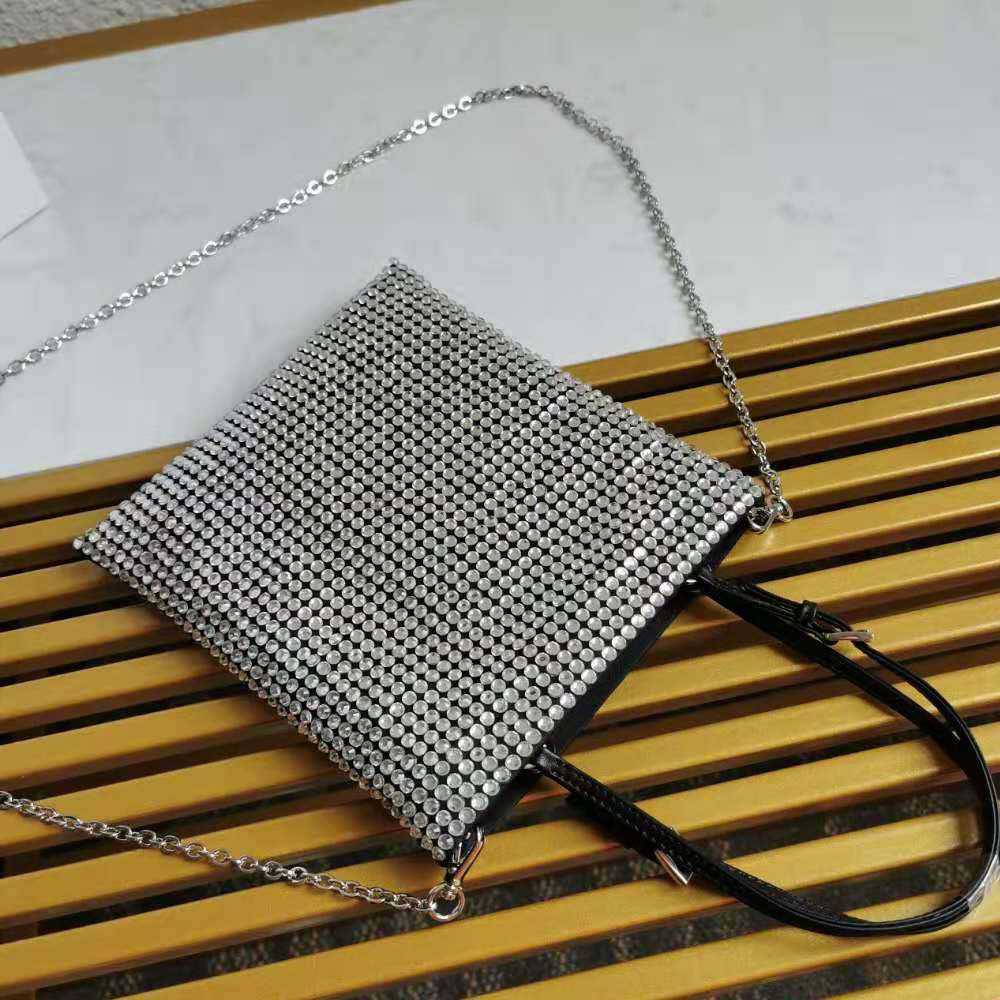 Prada Women Satin Handbag with Decoration-Silver - image 5