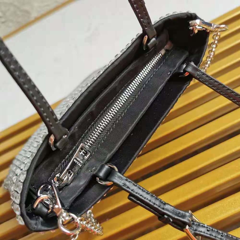 Prada Women Satin Handbag with Decoration-Silver - image 7