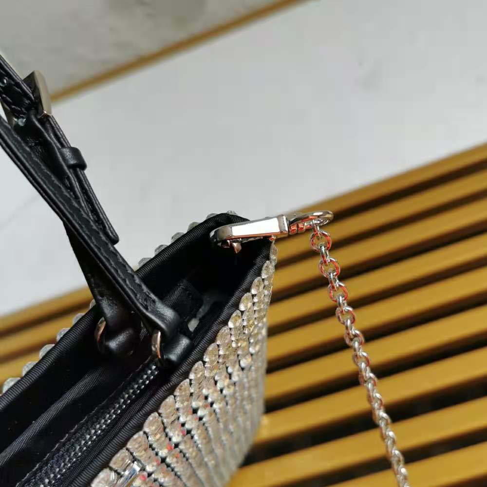 Prada Women Satin Handbag with Decoration-Silver - image 10