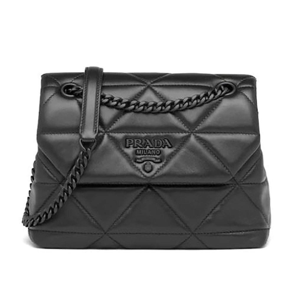 Front view of Prada Women Small Nappa Leather Prada Spectrum Bag-Black