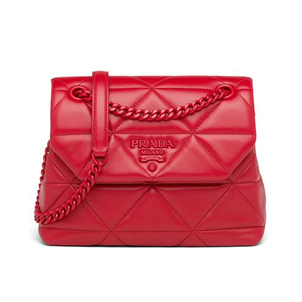 Front view of Prada Women Small Nappa Leather Prada Spectrum Bag-Red