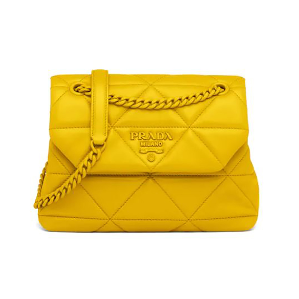 Front view of Prada Women Small Nappa Leather Prada Spectrum Bag-Yellow