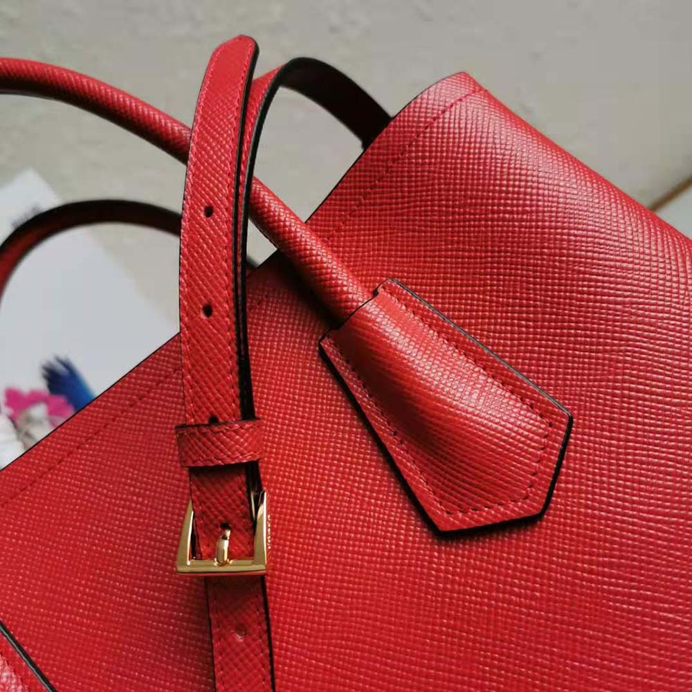 Prada Women Small Saffiano Leather Double Prada Bag-Red - image 6