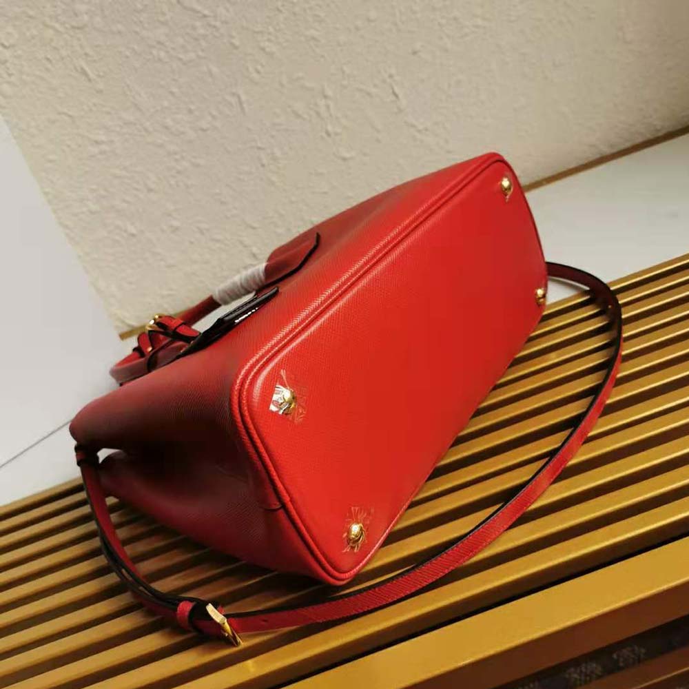 Prada Women Small Saffiano Leather Double Prada Bag-Red - image 5
